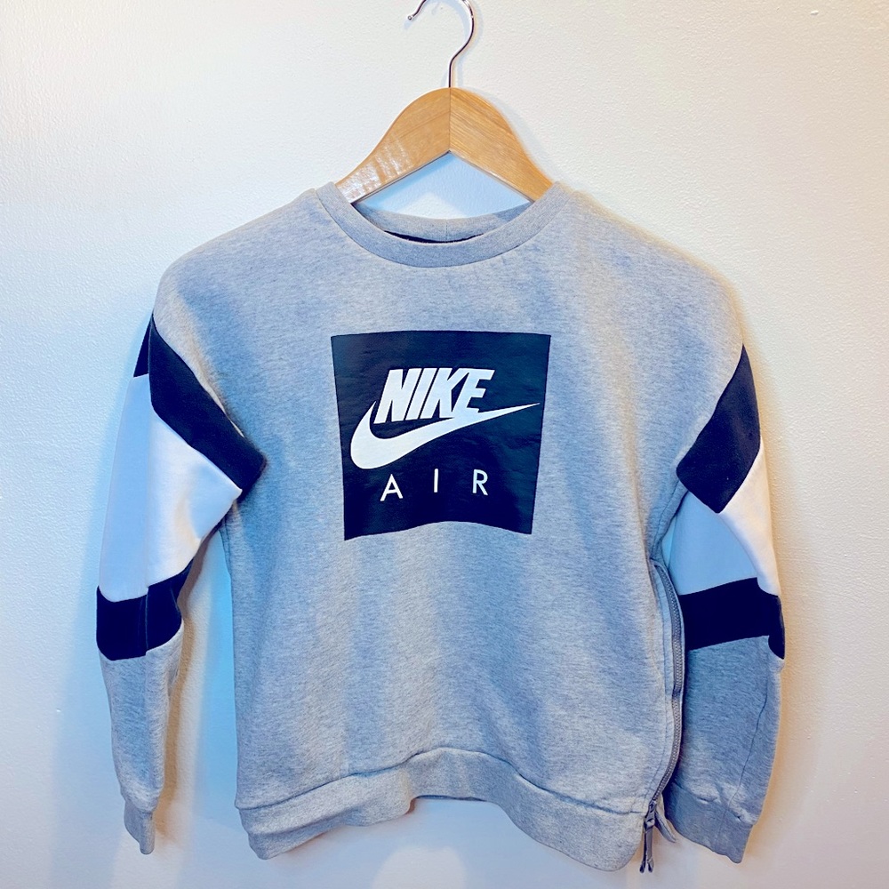 Nike Gray/Black/White Side Zip Crew Neck Sweatshirt